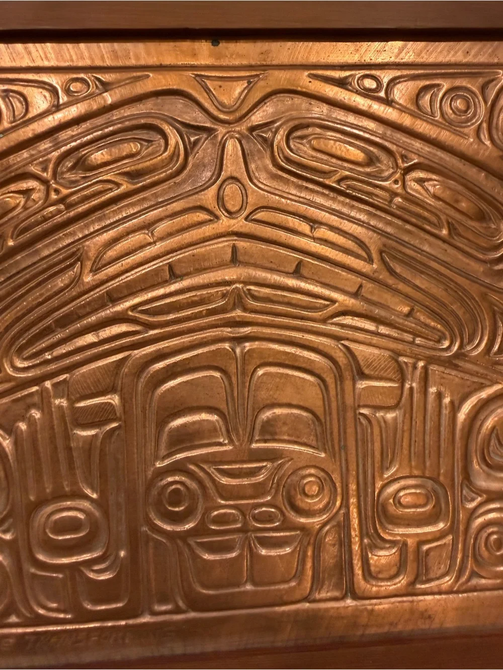 Large 1997 Joseph Paul Illg Copper Relief Art Panel Raven Whale Keepsake Box - Picture 14 of 15